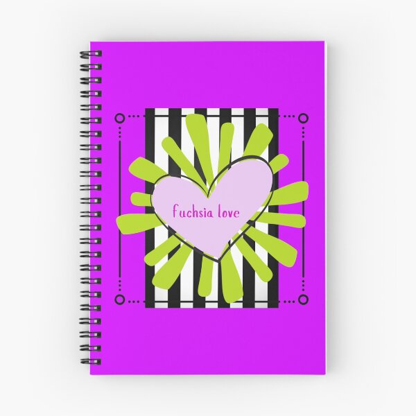 Item preview,  FUCHSIA LOVE #4 (on black and white stripe with lime green starburst) designed and sold by EllieMonroe.