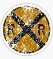 Distressed Railroad Crossing Sign Very Cool Vintage Sticker
