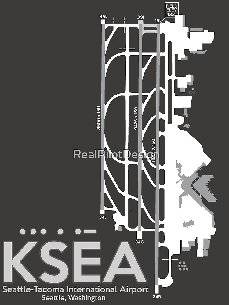 "KSEA Seattle International Airport Layout Art" Art Print for