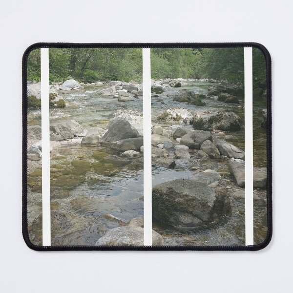 Item preview, A static shot of the clear water of a mountain stream between rocks and stones; beautiful nature in a sunny day; no people around designed and sold by Maurizio Fabbroni.