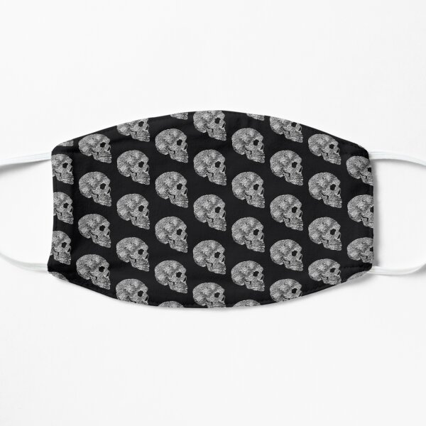 Flower Skull Grey Flat Mask
