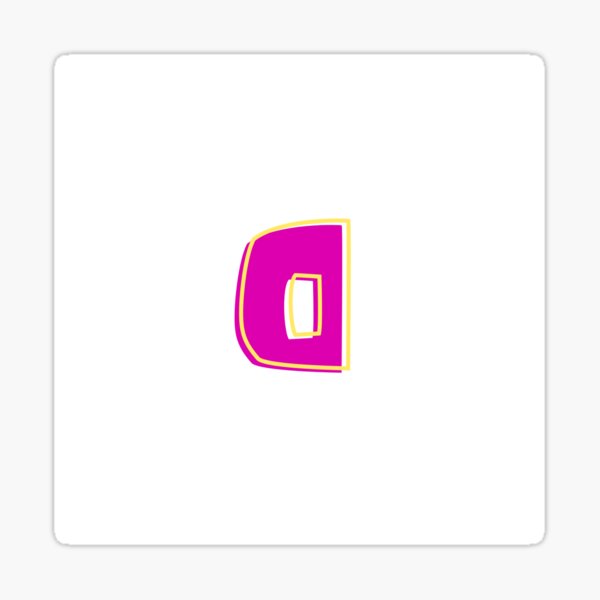 "Backwards letter illustration of letter d in pink " Sticker for Sale