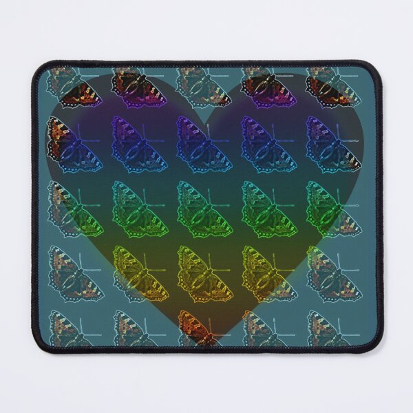 Item preview,  Diversidad y tolerancia: diseño de foto azul con forma de corazón de mariposas de arco iris de neón designed and sold by kikidu21.