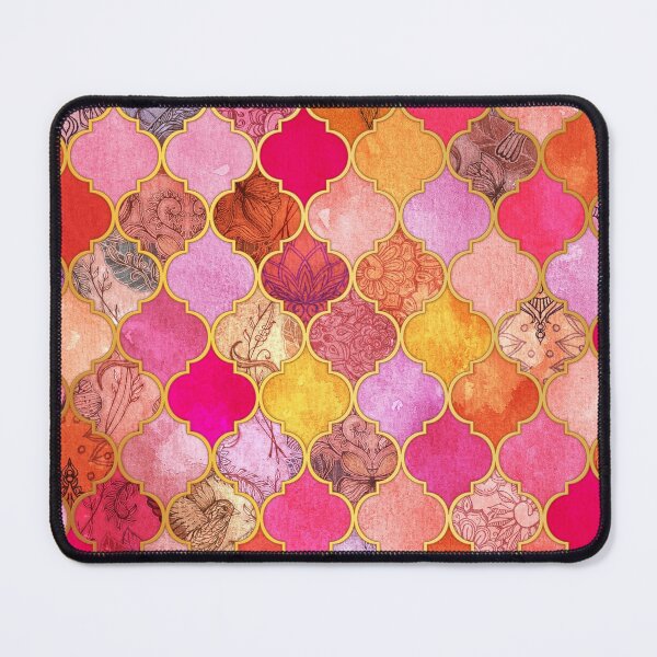 Item preview, Hot Pink, Gold, Tangerine & Taupe Decorative Moroccan Tile Pattern designed and sold by micklyn.