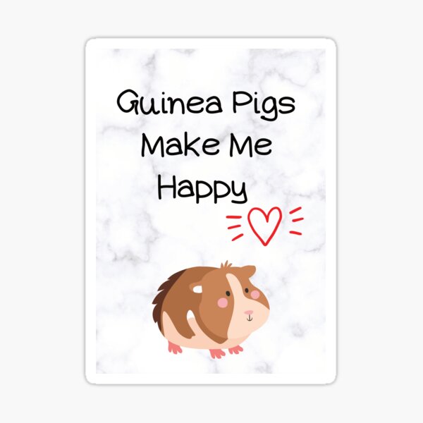 Guinea Pigs Make Me Happy. Cute handwriting font and graphics. Marble background Sticker