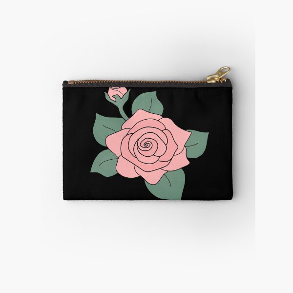 Item preview, Pink Rose,  simple drawing with green leaves and flower bud designed and sold by nutmegfairy.