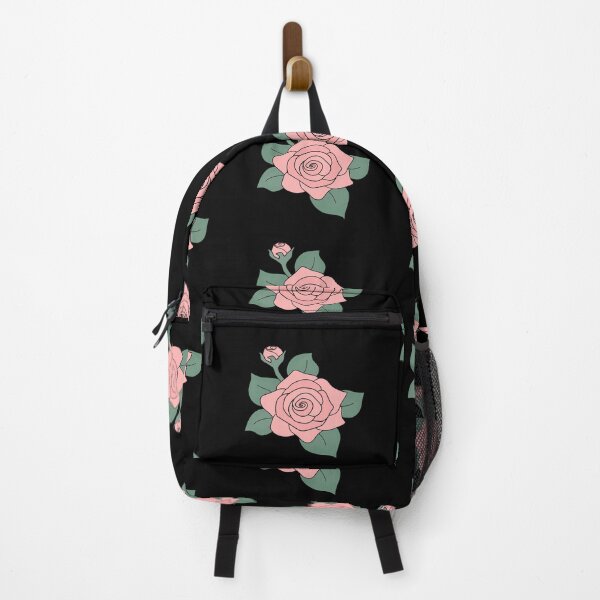 Item preview, Pink Rose, simple drawing with green leaves and flower bud designed and sold by nutmegfairy.