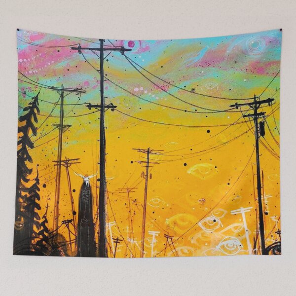 Item preview, Sunset Powerline Wendigo Eyes Trees designed and sold by Hnd-drwn.