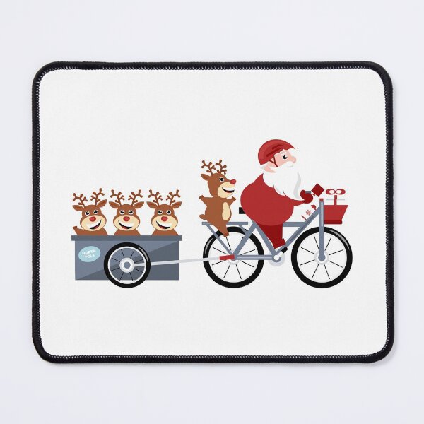 Item preview, Santa Claus  riding a bike with reindeer in a trailer designed and sold by SooperYela.
