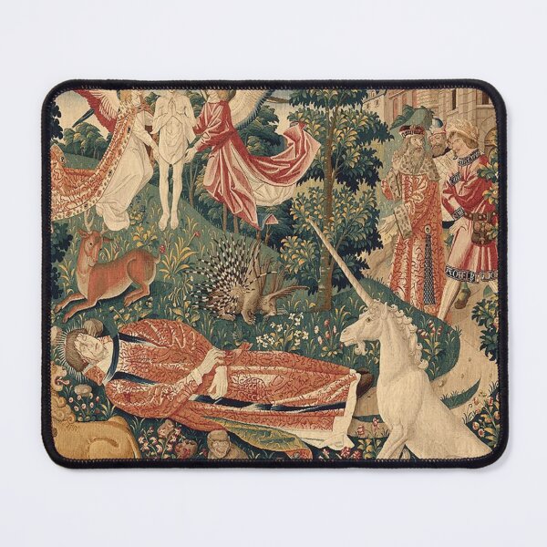 Item preview, Medieval Unicorn Midnight Floral Tapestry designed and sold by Epitome Girl.