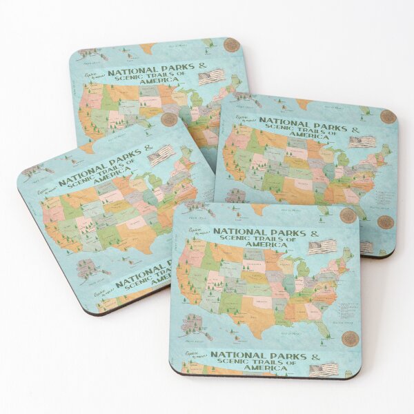 Item preview, National Parks Of America Vintage Map designed and sold by JordanHolmes.