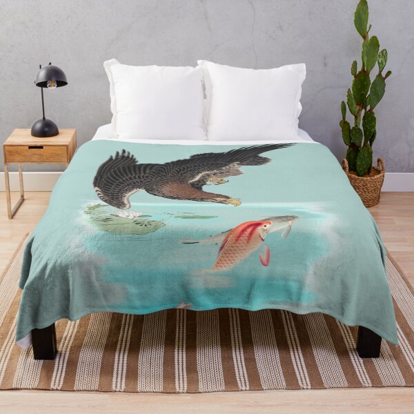 Item preview, Eagle Preying On Koi Carp Vintage Japanese Illustration designed and sold by TrulyEpoque.