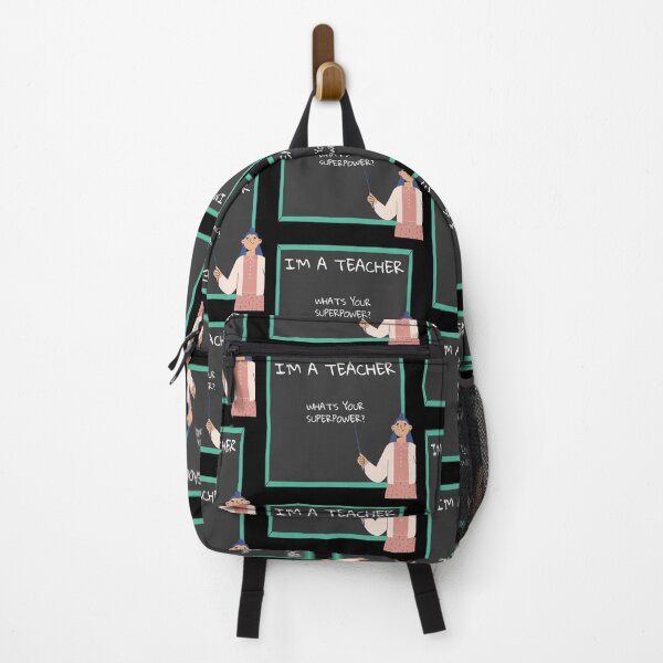 Item preview, I'm A Teacher What's Your Superpower Woman Pointing At A Board In Black designed and sold by LuckyKermit.