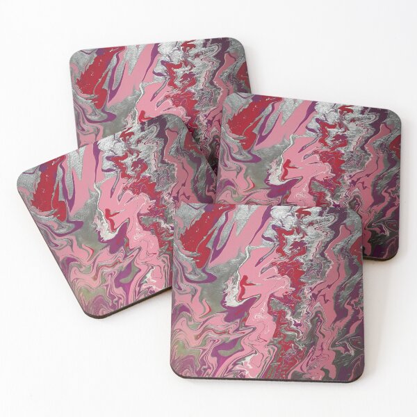 Item preview, #pouringart flow red silver pink magenta designed and sold by ChambersArtwork.
