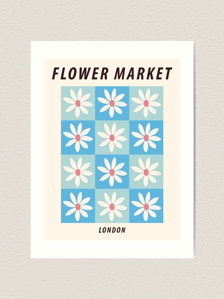 Flower market print, London, Indie, Cottagecore decor, Fun art, Posters  aesthetic, Abstract blue flowers Wall Tapestry by Kristinity Art