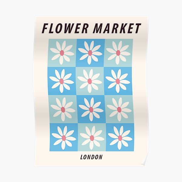 Flower market print, London, Indie, Cottagecore decor, Fun art, Posters  aesthetic, Abstract blue flowers Wall Tapestry by Kristinity Art