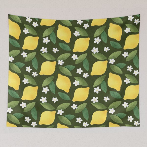 Item preview, Cute lemons pattern with white flowers and green leaves.  designed and sold by helga-wigandt.