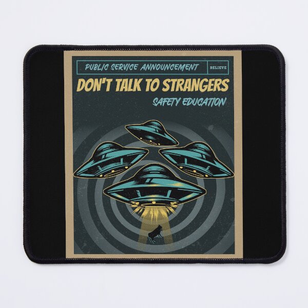 Item preview, Don't Talk to strangers - funny alien abduction - retro - blue designed and sold by hasbeenz.