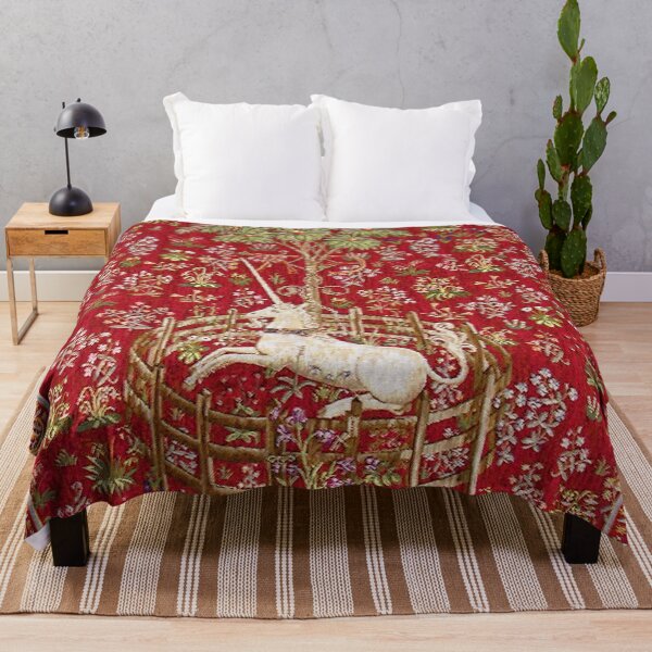 Item preview, Medieval Unicorn Midnight Floral Red Tapestry designed and sold by Epitome Girl.