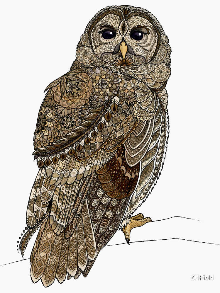 Thumbnail 3 of 3, Sticker, Barred Owl Tangle designed and sold by ZHField.
