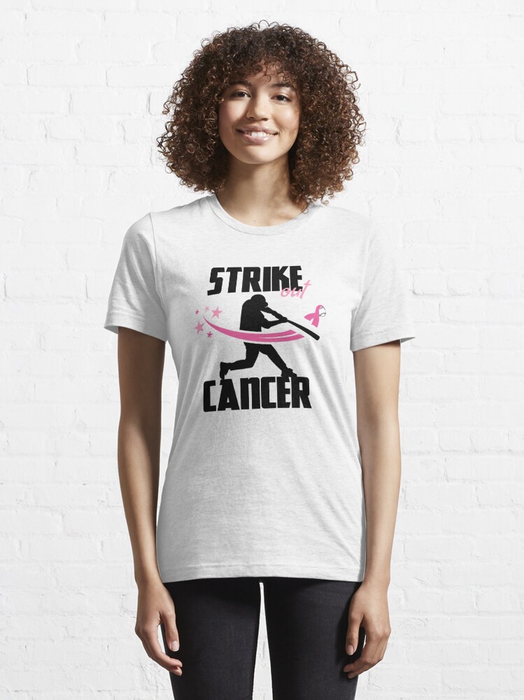 Strike Out Breast Cancer Baseball Lover Pink American Flag Premium T-Shirt