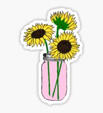sunflowers in pink jar Sticker