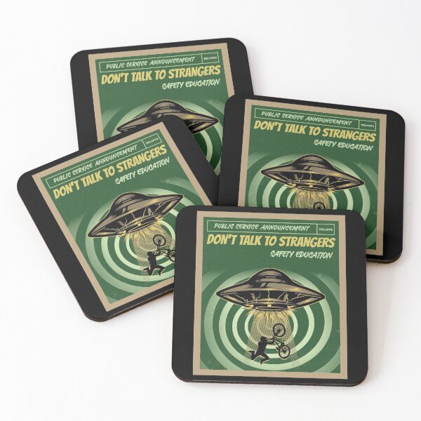 Item preview, Don't Talk to strangers - funny alien abduction - retro - green designed and sold by hasbeenz.