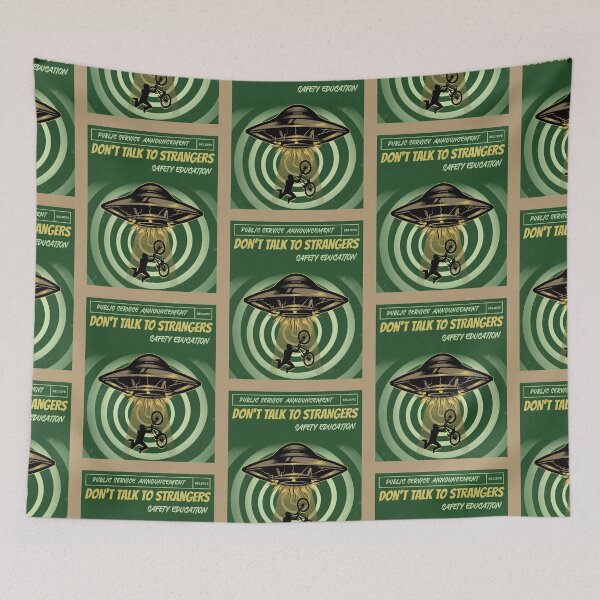Item preview, Don't Talk to strangers - funny alien abduction - retro - green designed and sold by hasbeenz.