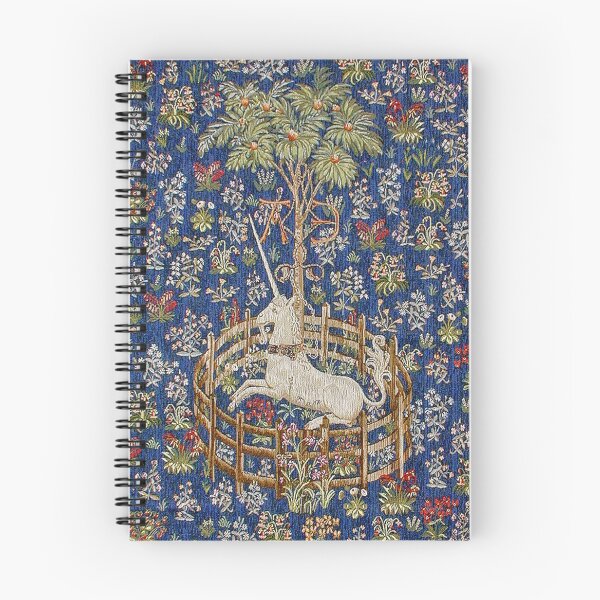 Item preview, Medieval Unicorn Midnight Floral Blue Tapestry designed and sold by Epitome Girl.
