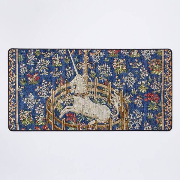 Item preview, Medieval Unicorn Midnight Floral Blue Tapestry designed and sold by Epitome Girl.