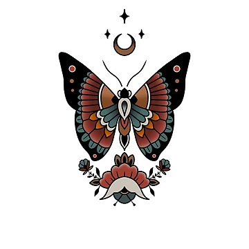 Artwork thumbnail, Neotraditional moth by RMSdesigns
