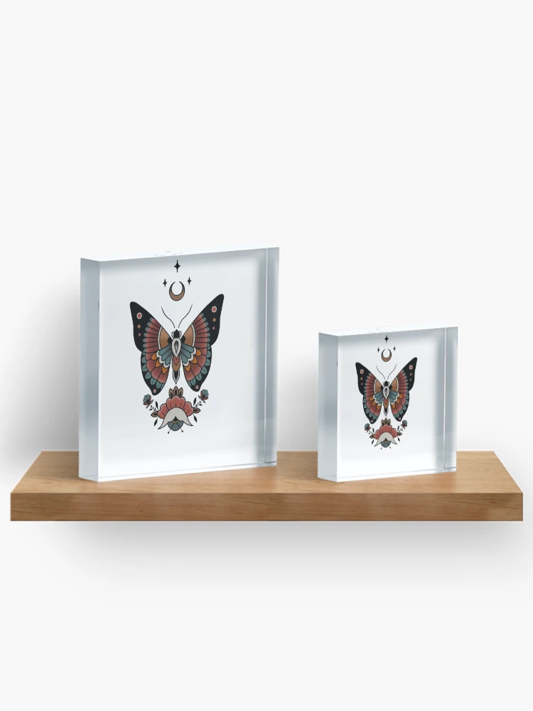 Thumbnail 3 of 5, Acrylic Block, Neotraditional moth designed and sold by RMSdesigns.