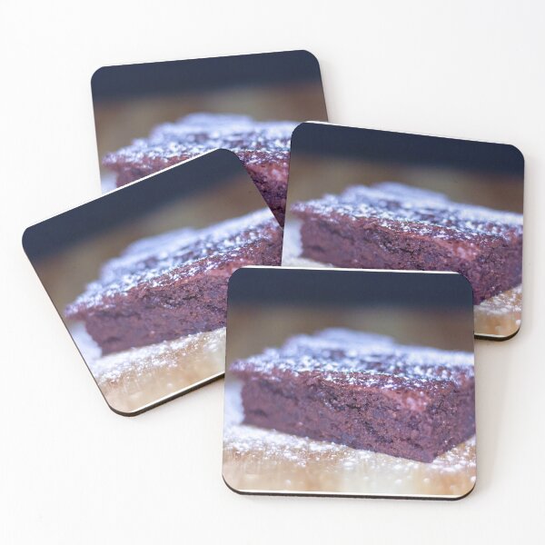 Item preview, Delicious chocolate brownie with icing sugar dusting. Christmas brownie image. designed and sold by sugarrosekitch.