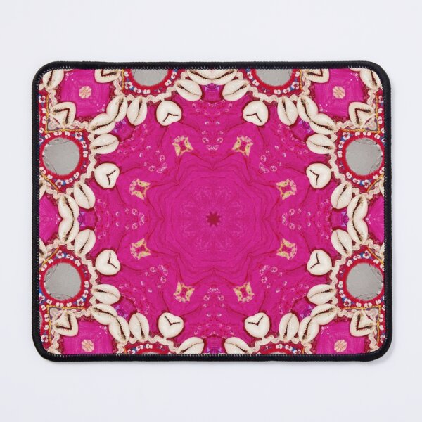 Item preview, hippie chic bohemian indian pattern seashells pink fuschia mandala designed and sold by LEILA ART SPACE.