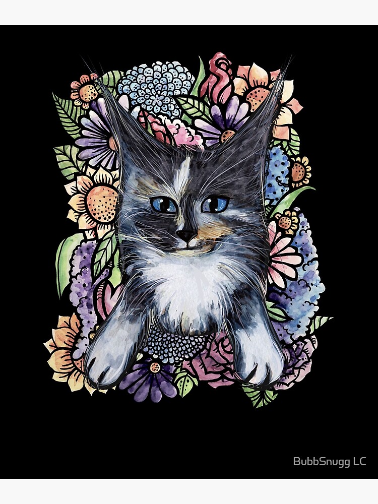 Discover Maine Coon Dilute Calico Bouquet Premium Matte Vertical Poster
