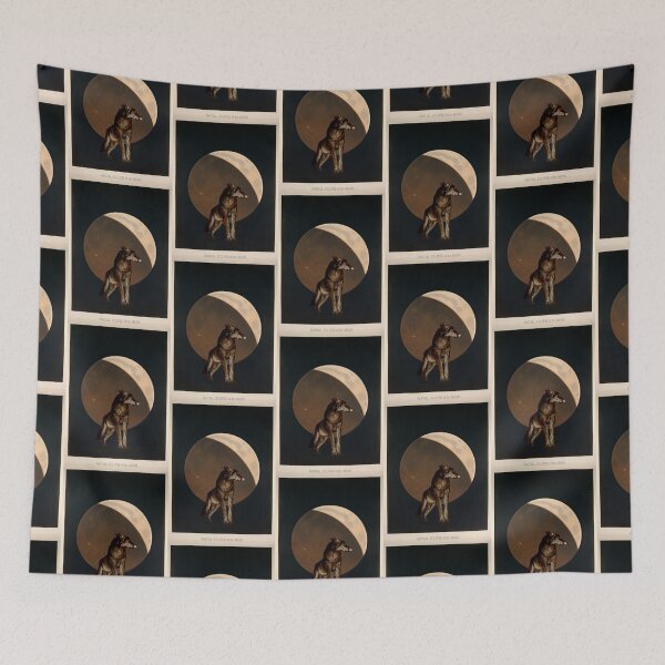 Item preview, Vintage Wolf And Partial Eclipse Full Moon Cool Illustration designed and sold by TrulyEpoque.