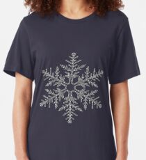 Silver Faux Glitter Snowflake Slim Fit T-Shirt