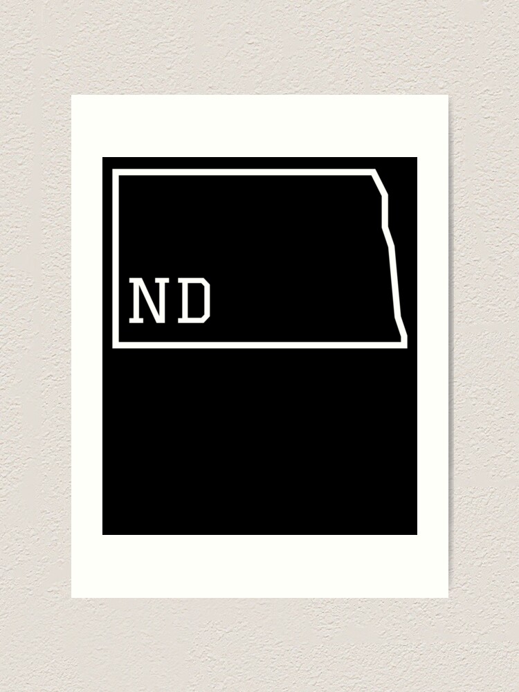 "State of North Dakota ND Abbreviation Outline" Art Print by Hpabedi
