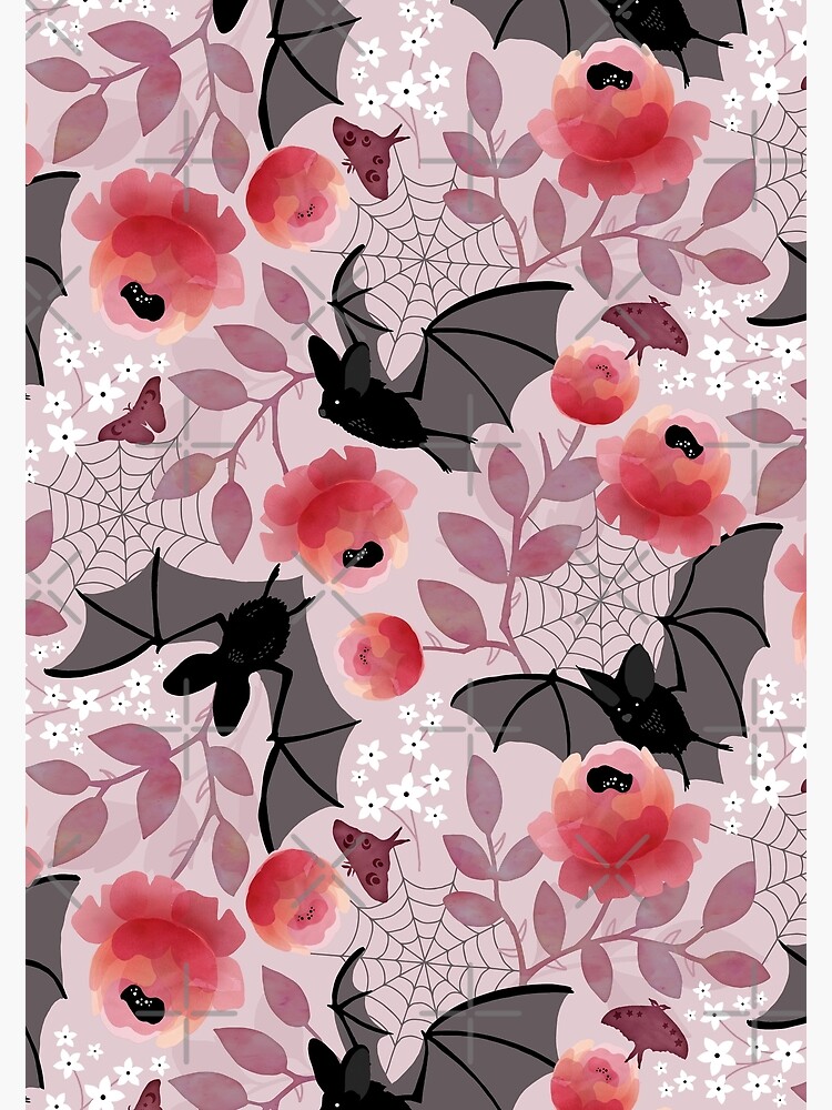 Thumbnail 2 of 2, Postcard, Pastel bat floral designed and sold by adenaJ.