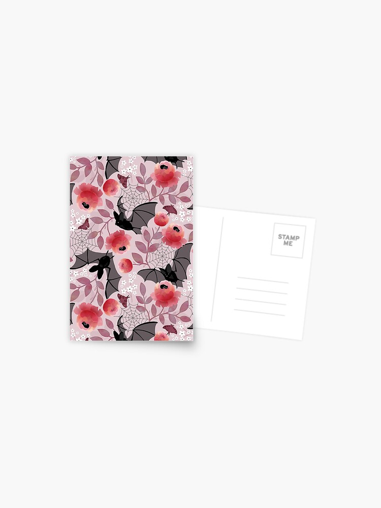 Thumbnail 1 of 2, Postcard, Pastel bat floral designed and sold by adenaJ.