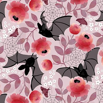 Artwork thumbnail, Pastel bat floral by adenaJ
