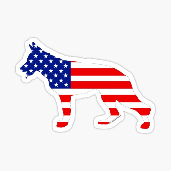 German Shepherd: American Flag Sticker