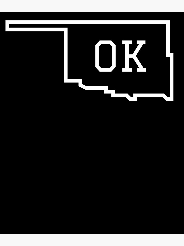 "State of Oklahoma OK Abbreviation Outline" Photographic Print by