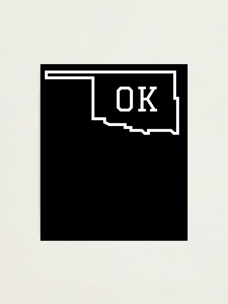 "State of Oklahoma OK Abbreviation Outline" Photographic Print by