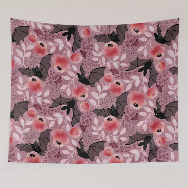 Item preview, Pastel bat floral pink designed and sold by adenaJ.