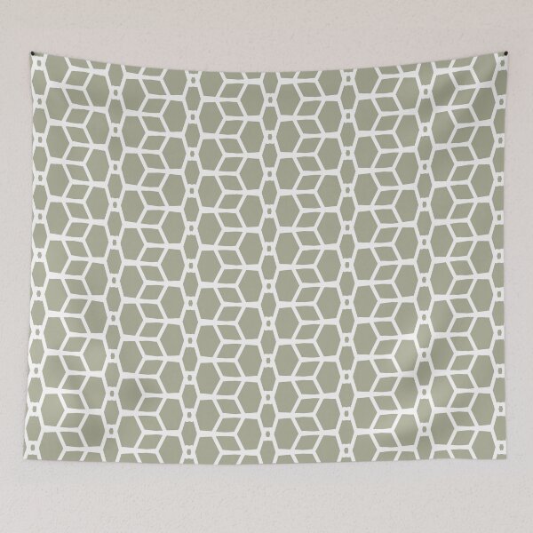 Aperçu de l'œuvre Green and White Tessellation Line Pattern 4 Coordinates w/ PPG 2022 Color of the Year Olive Sprig PPG1125-4 - Colour Trends - Hue - Shade créée et vendue par ColorOfTheYears.