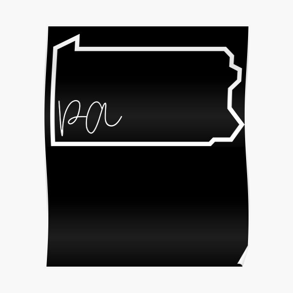 "State of Pennsylvania PA Abbreviation Outline" Poster by Hpabedi