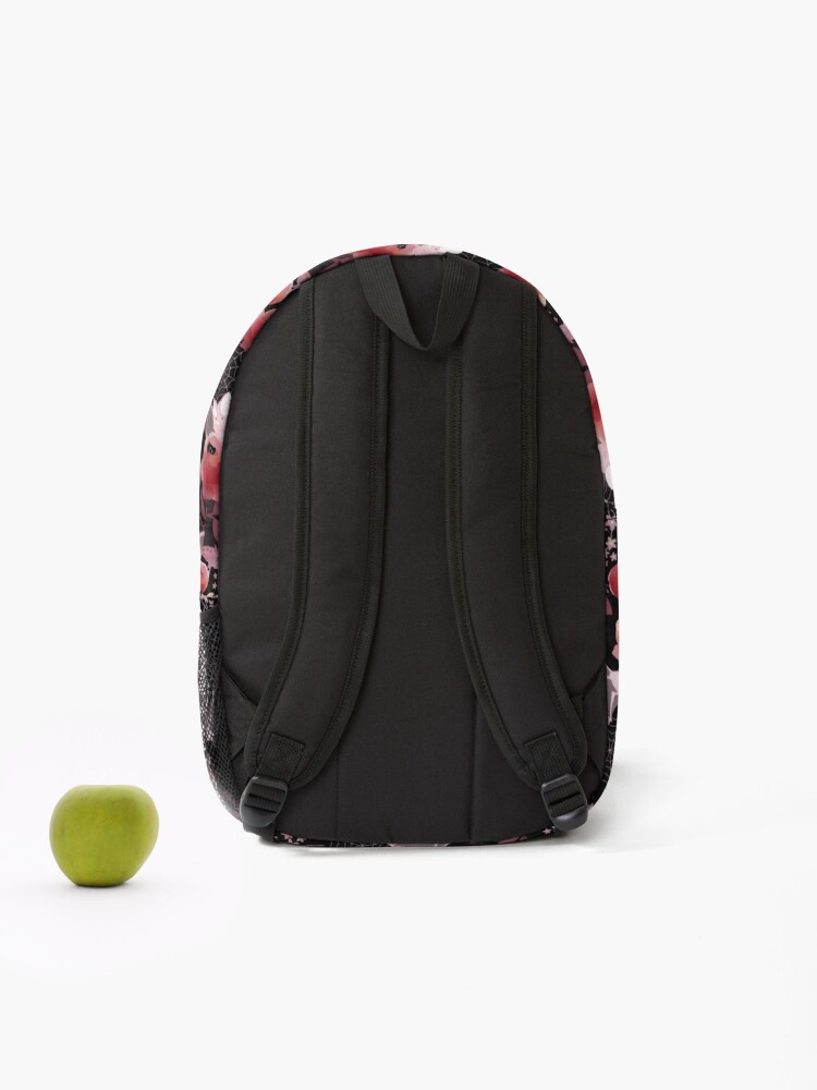 Alternate view of Pastel bat floral black background Backpack