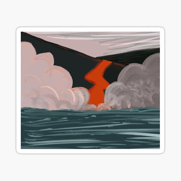 La Palma Volcano abstract landscape lava and sea Sticker