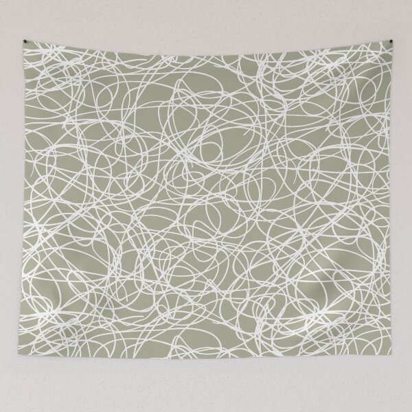 Aperçu de l'œuvre Green and White Thick Scribble Mosaic Pattern Coordinates w/ PPG 2022 Color of the Year Olive Sprig PPG1125-4 - Colour Trends - Hue - Shade créée et vendue par ColorOfTheYears.